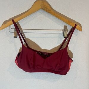 The Upside burgundy bikini top size small coral stripe adjustable straps